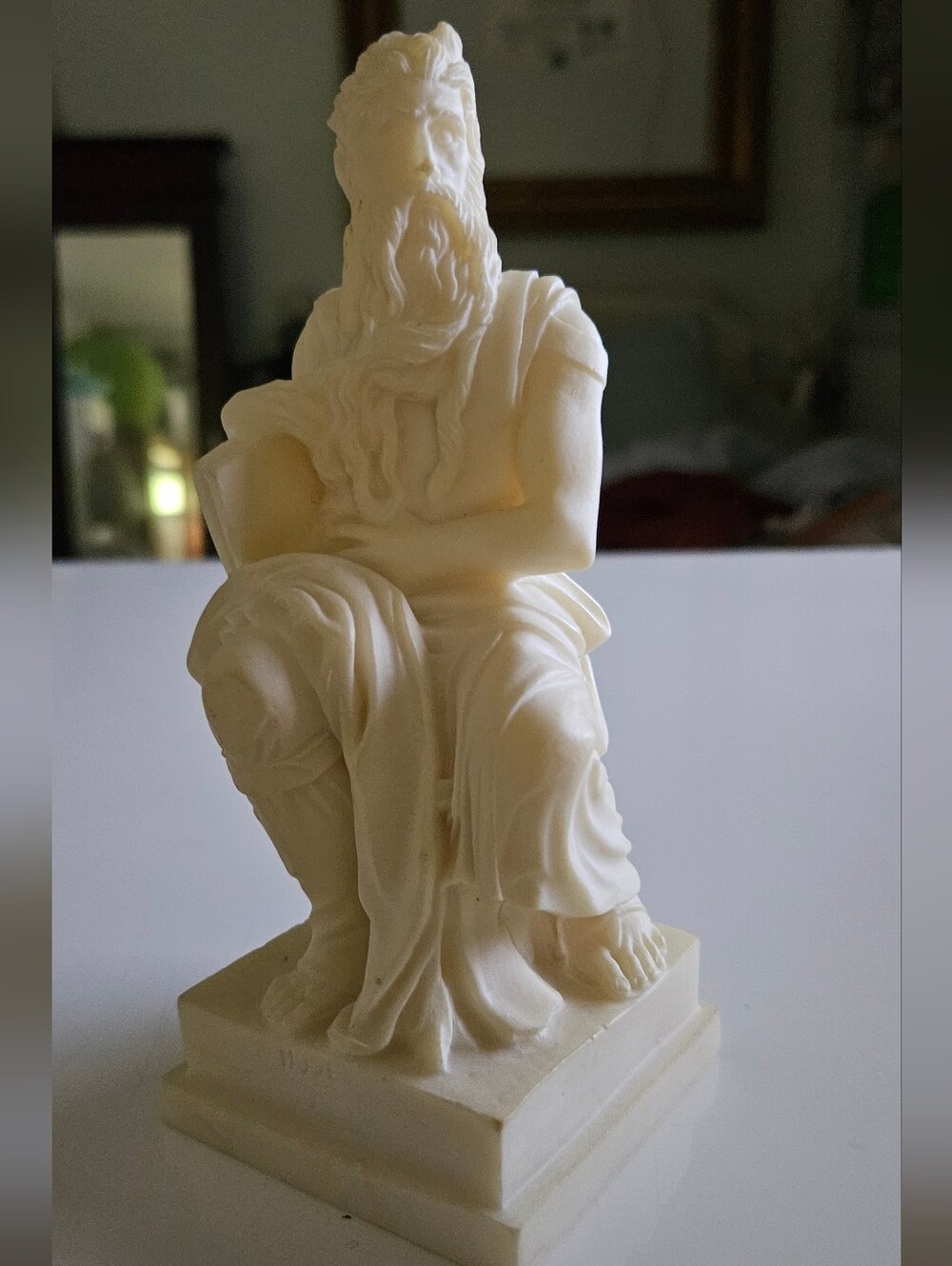 Classic Cream Resin Sculpture Figurine Moses- Home Art